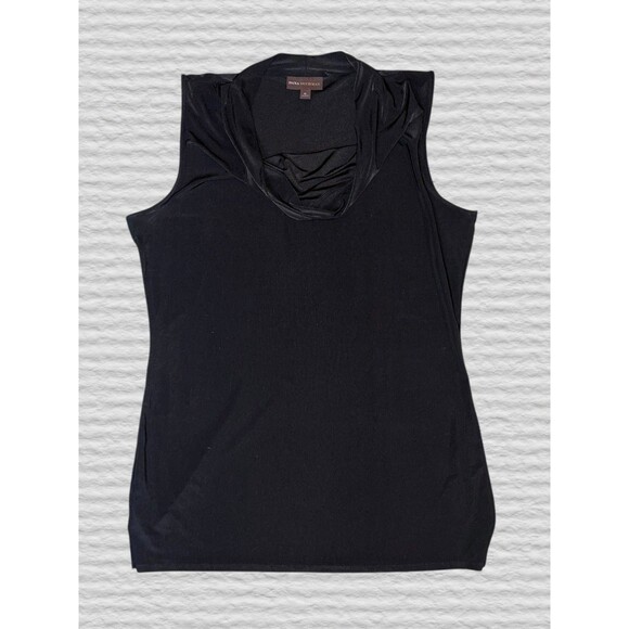 Dana Buchman Cowl Neck Sleeveless Blouse Womens XL Black Basic Layering Career - Picture 4 of 7